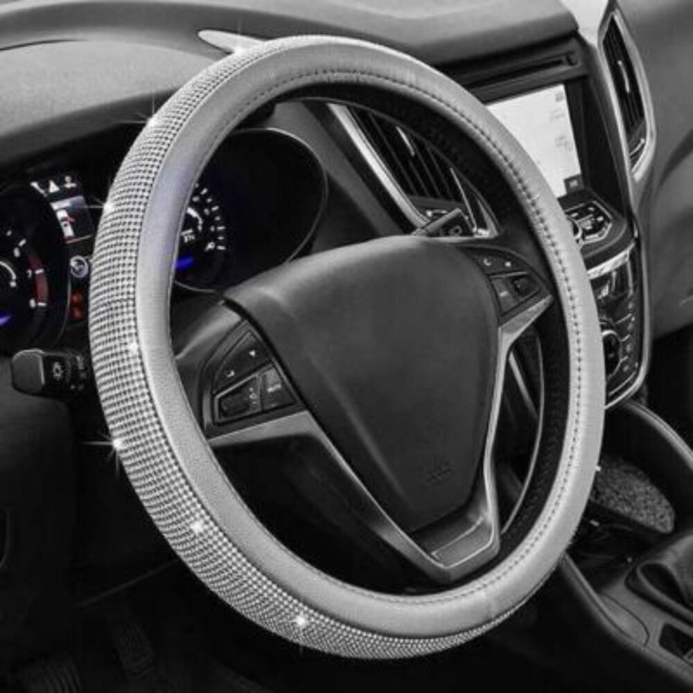 Gray Bling Steering Wheel Cover